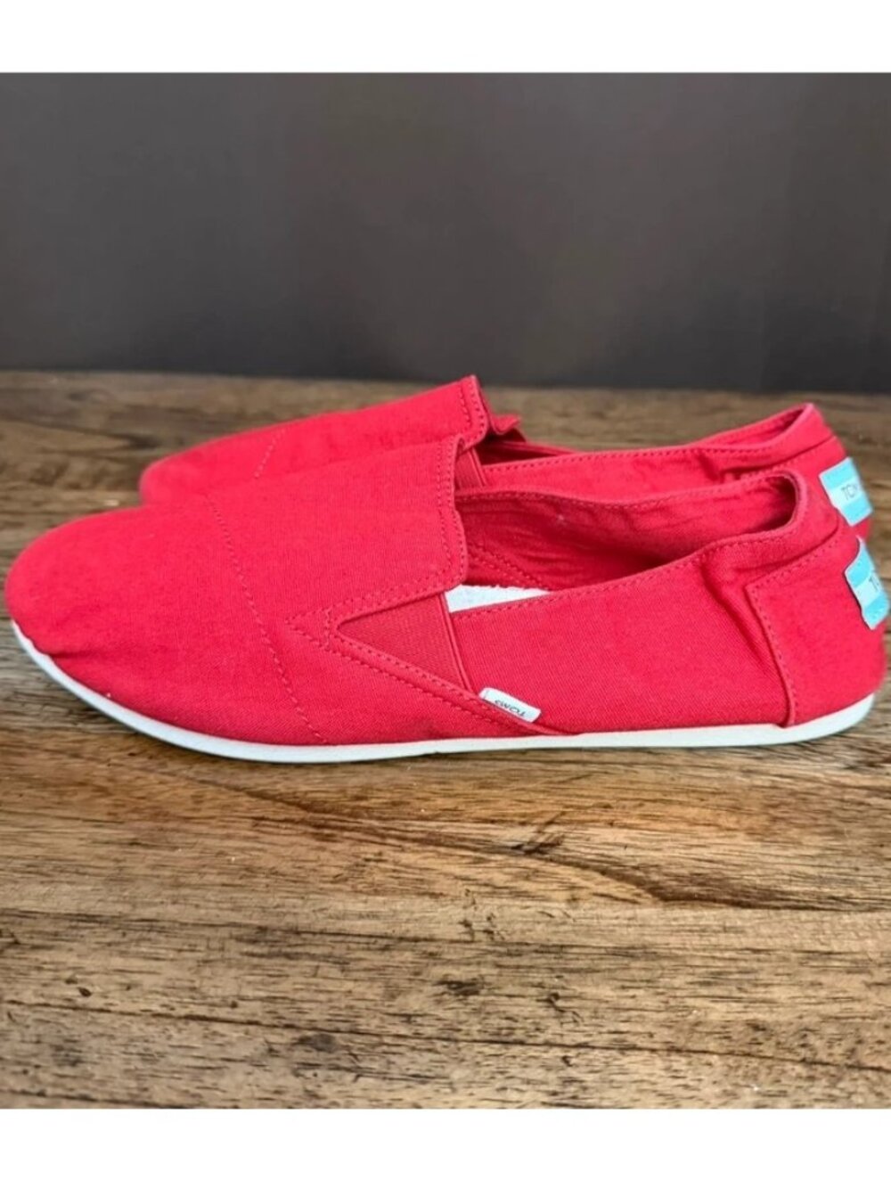 Toms Red Canvas Shoes Size 8